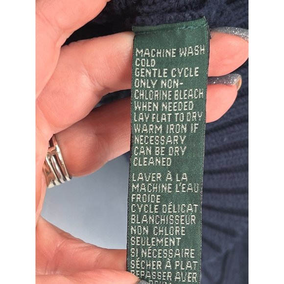 Vintage Ralph Lauren Navy Blue Cable Knit Pullover Sweater with Crest Size Mediu - Picture 6 of 8